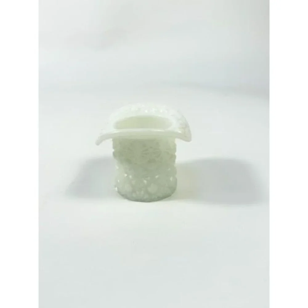 Toothpick Holder Vase Candleholder Fenton Daisy Button Top Hat Opalescent Milk G - Picture 13 of 16